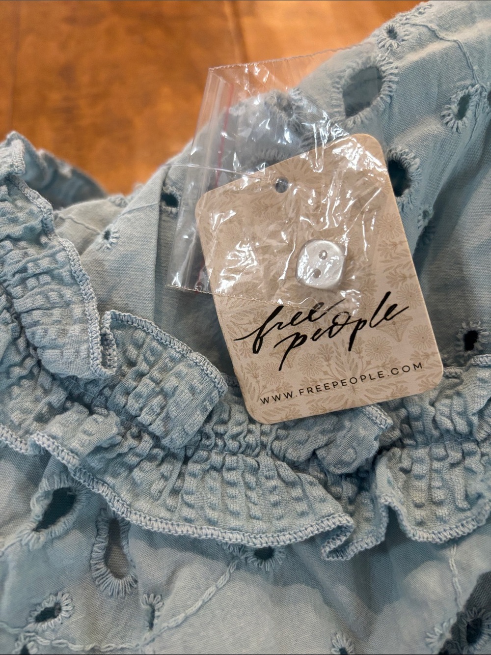 Free People Dew Shine Eyelet Embroidered SET – Light Blue XS NWT - Picture 3 of 4